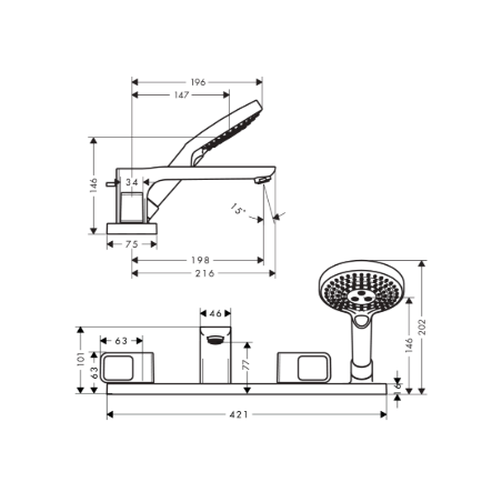 AXOR URQUIOLA - 4-hole taps for mounting the tiled edge