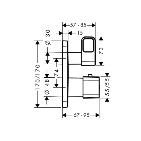 AXOR URQUIOLA - Set extérieur thermostatique encastré avec vanne darrêt