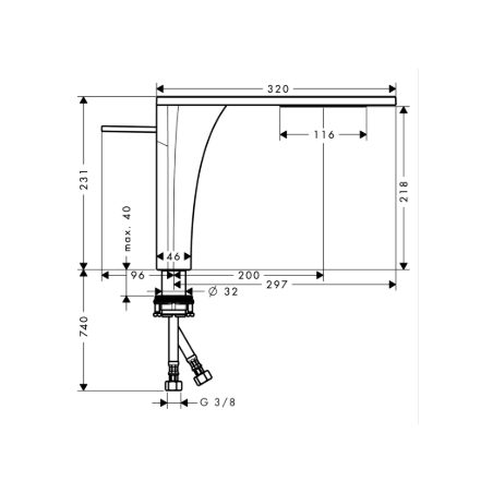 AXOR MASSAUD - 220 basin single lever mixer with drain