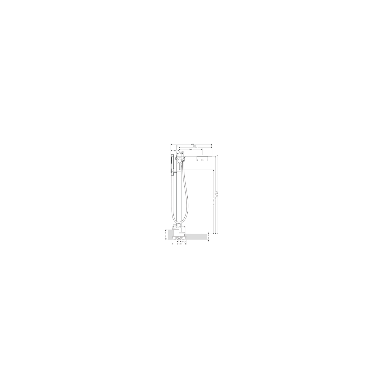 AXOR MASSAUD - Single lever bath floor mixer