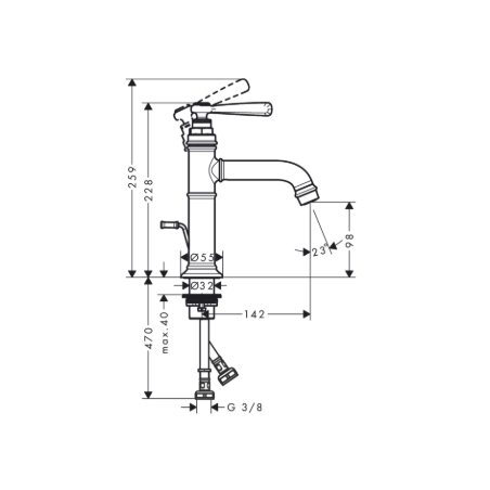 AXOR MONTREUX - Single lever sink mixer pop-up