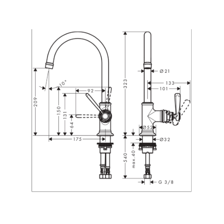 AXOR MONTREUX - Miscelatore monocomando lavabo con bocca girevole