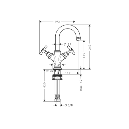 AXOR MONTREUX - Wash basin mixer 2 handles 160 with cross handles and pull rod