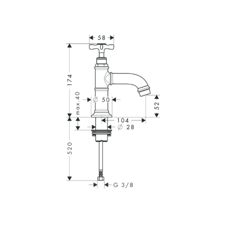 AXOR MONTREUX - Tap 50 with cross handle without drain set