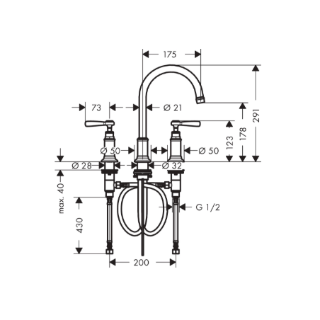 AXOR MONTREUX - Mitigeur lavabo 3 trous