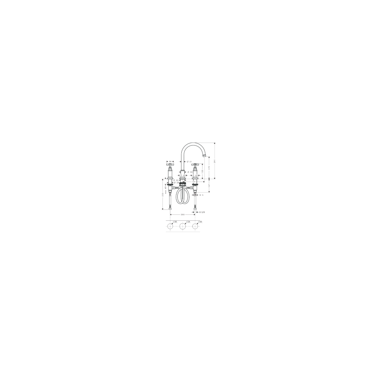 AXOR MONTREUX - Washbasin mixer 3 holes