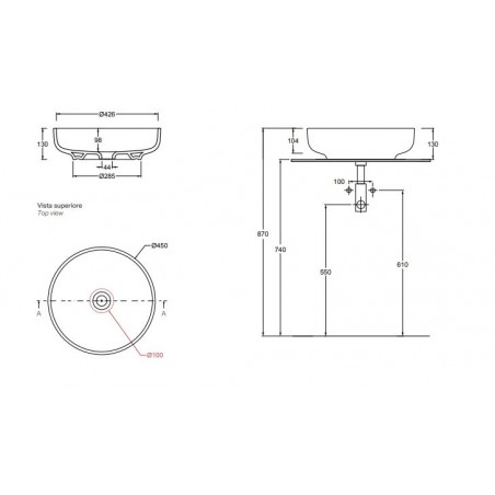 VALDAMA FONTE - Ceramic washbasin for countertop use Ø45 h13