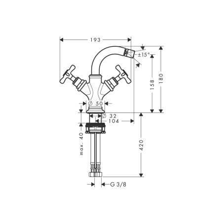 AXOR MONTREUX - Mitigeur bidet à 2 poignées avec poignées en croix et tirant