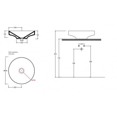 VALDAMA Eye - Ceramic countertop basin Ø50 h15