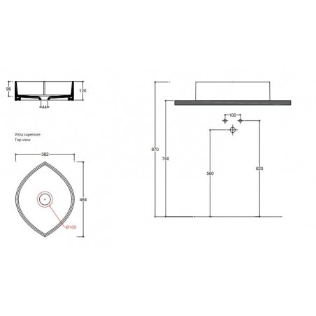VALDAMA Eye - Ceramic countertop basin 48 x 38 h12