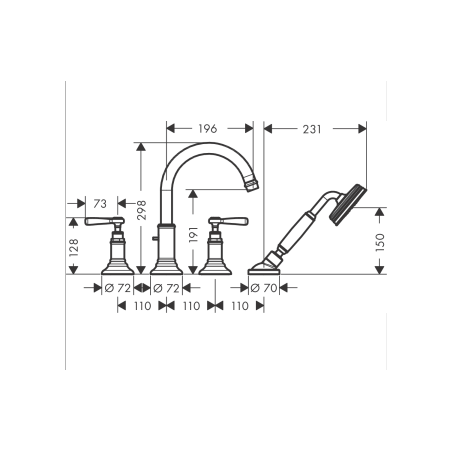 AXOR MONTREUX - Mixer 4 holes bath edge