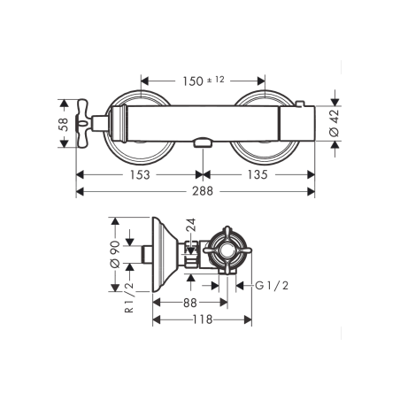 AXOR MONTREUX - Mitigeur thermostatique de douche externe avec poignée en croix