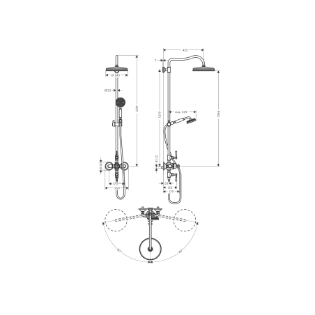 AXOR MONTREUX - Showerpipe avec mitigeur thermostatique et pomme de douche 240 1jet
