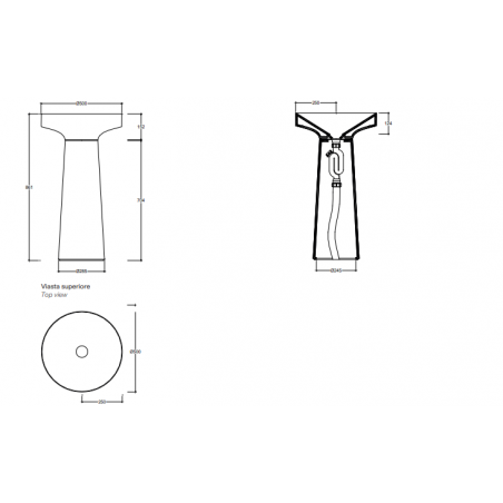 VALDAMA Eye - Freestanding ceramic sink with floor drain.