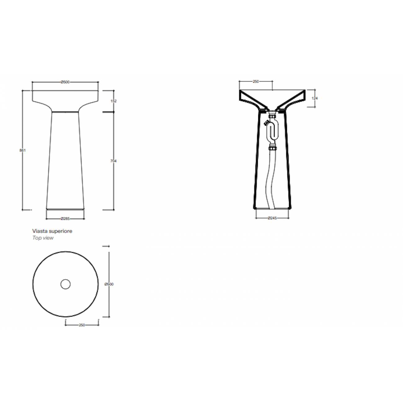VALDAMA il - Lavabo autonome en céramique avec évacuation murale.