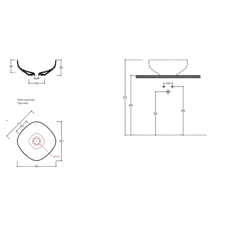 VALDAMA Top - Ceramic countertop basin 45 x 45 h18