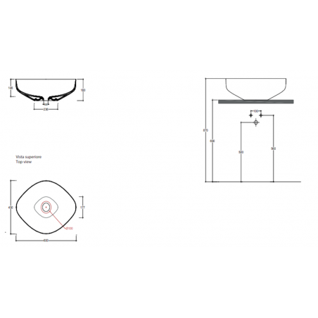 VALDAMA Top - Ceramic countertop basin 60 x 45 h18