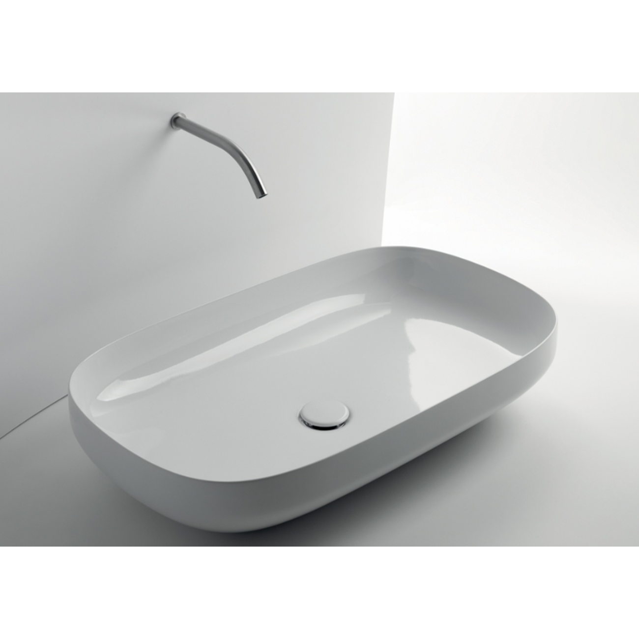 VALDAMA Top - Lavabo in ceramica da appoggio 75 x 45 h15