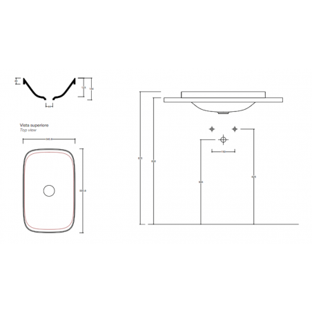 VALDAMA Alveo - Lavabo encastré en céramique 55 x 34 h4