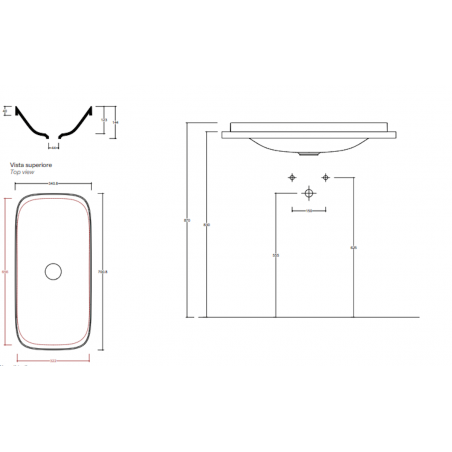 VALDAMA Alveo - Recessed ceramic washbasin 70 x 34 h4