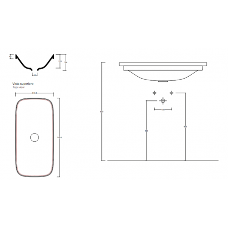 VALDAMA ALVEO - Ceramic washbasin under table 70 x 34