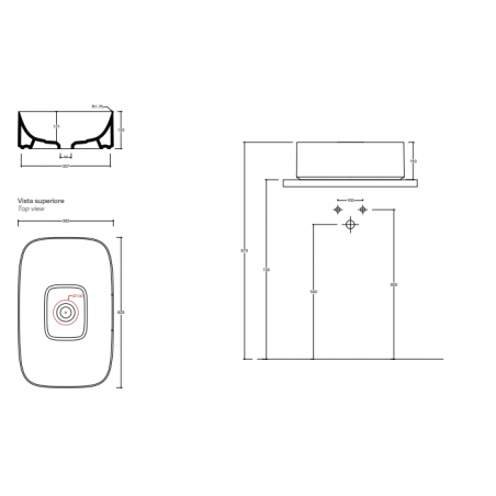 VALDAMA Watercolor - Ceramic countertop washbasin 43 x 38 h15