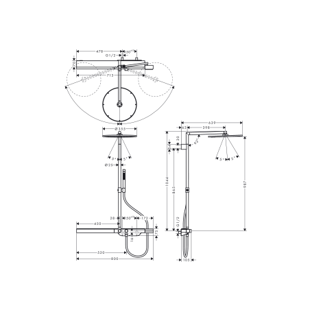 AXOR SHOWERSOLUTIONS - Showerpipe 800 con miscelatore termostatico e soffione doccia 350 1jet