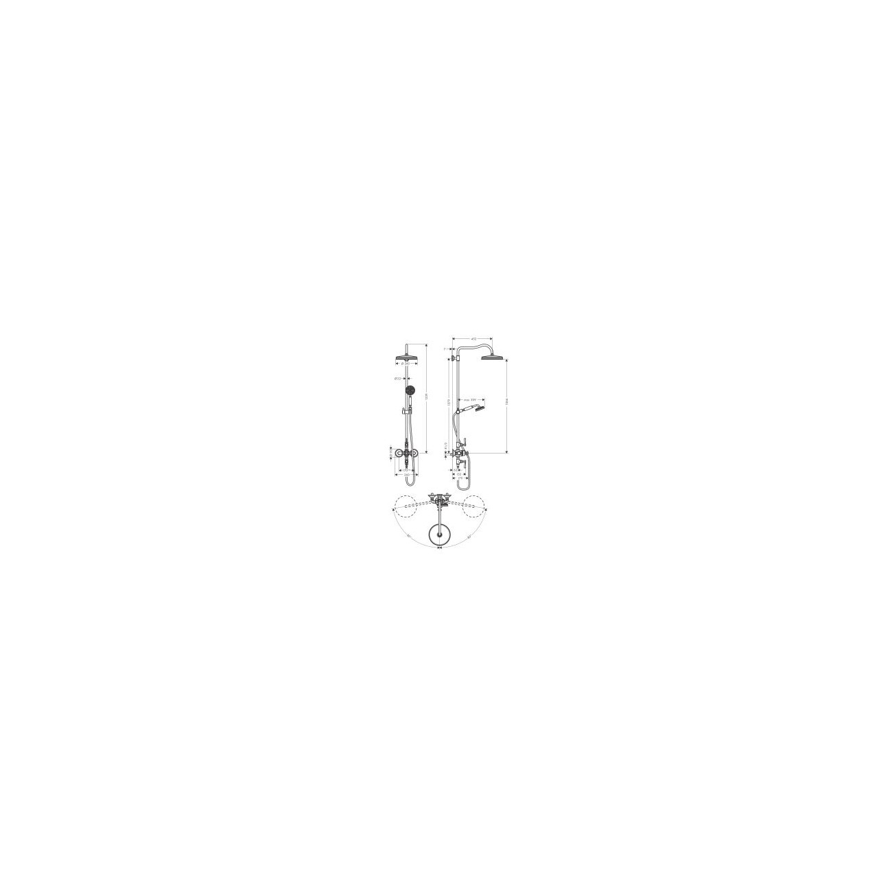 AXOR MONTREUX - Showerpipe with thermostatic mixer and shower head 240 1jet
