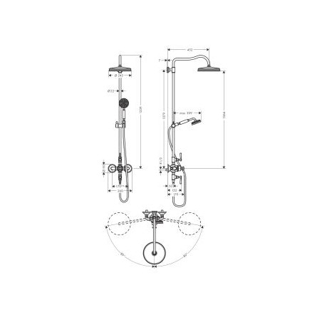AXOR MONTREUX - Showerpipe con miscelatore termostatico e soffione doccia 240 1jet