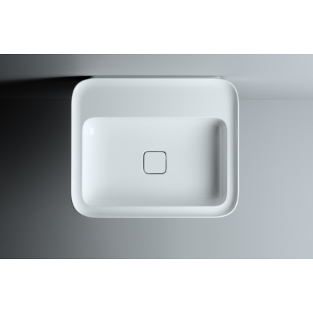 VALDAMA Cameo - Lavabo en céramique à poser et suspendu 60 x 50 h12. Lavabo avec 3 trous