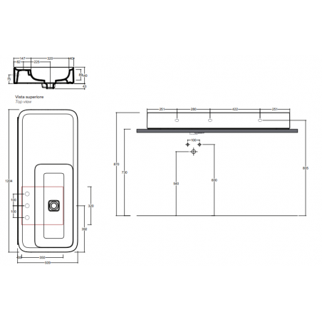 VALDAMA Cameo - Ceramic washbasin for support and suspended 120 x 50 h14