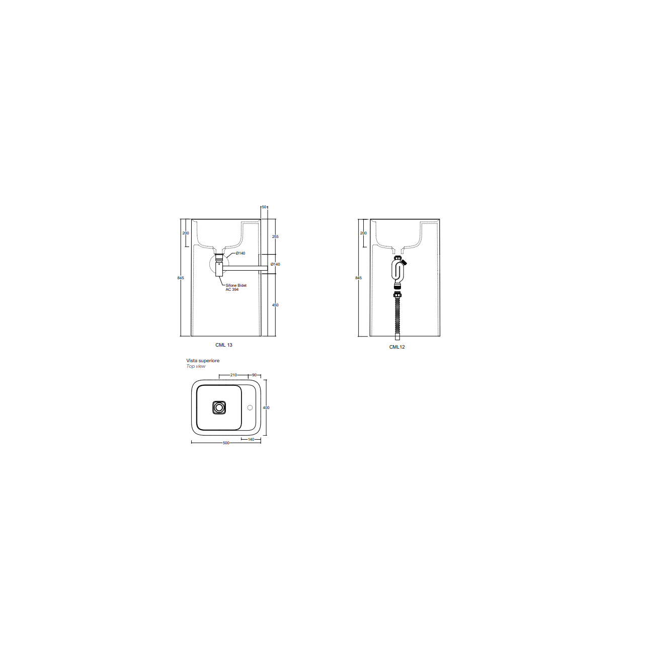 VALDAMA Cameo - Lavabo en céramique avec vidange au sol