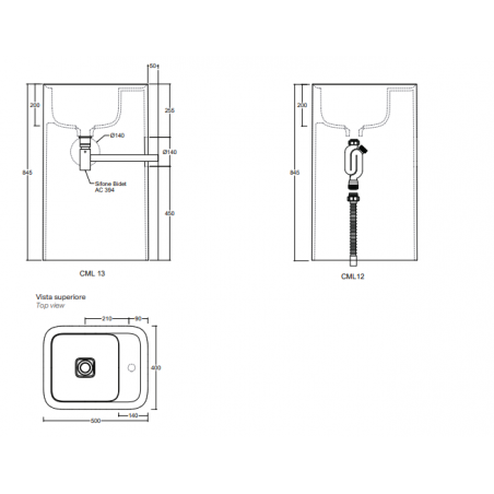 VALDAMA Cameo - Lavabo en céramique avec vidange au sol