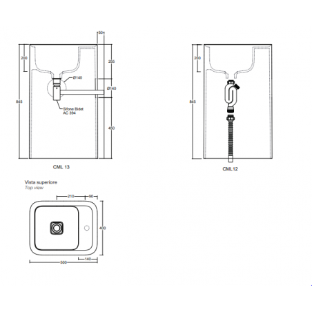VALDAMA Cameo - Ceramic freestanding sink with wall/floor drain