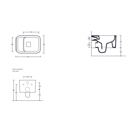 VALDAMA Cameo - Rimless ceramic wall-hung toilet with fixings and covered included