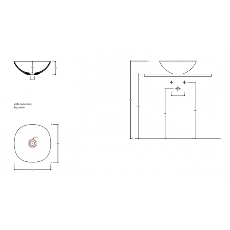 VALDAMA Pod - Lavabo en céramique de table 42 x 42 h15