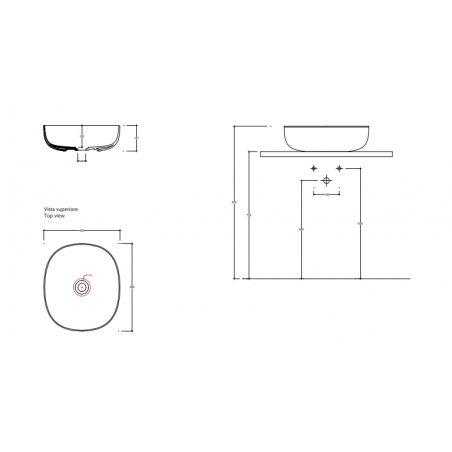 VALDAMA Pod - Lavabo en céramique à poser 50 x 45 h15