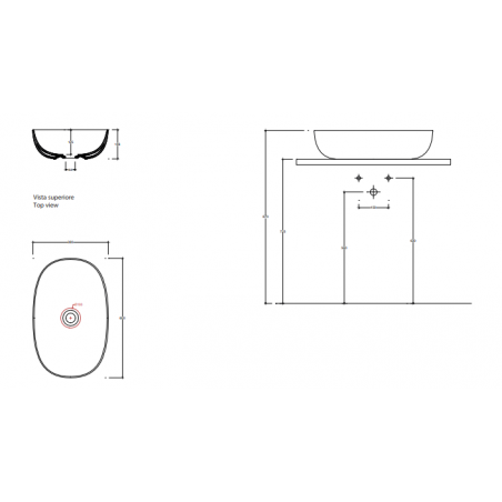 VALDAMA Pod - Lavabo in ceramica da appoggio 60 x 38 h15