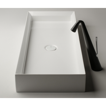 VALDAMA Cut - Lavabo in ceramica da appoggio 90x38 h12 tutta vasca