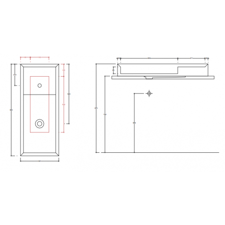 VALDAMA Cut - Ceramic countertop washbasin 90 x 38 h12