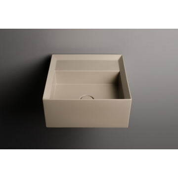 VALDAMA Cut - Lavabo in ceramica da appoggio e sospeso 45x45 h20