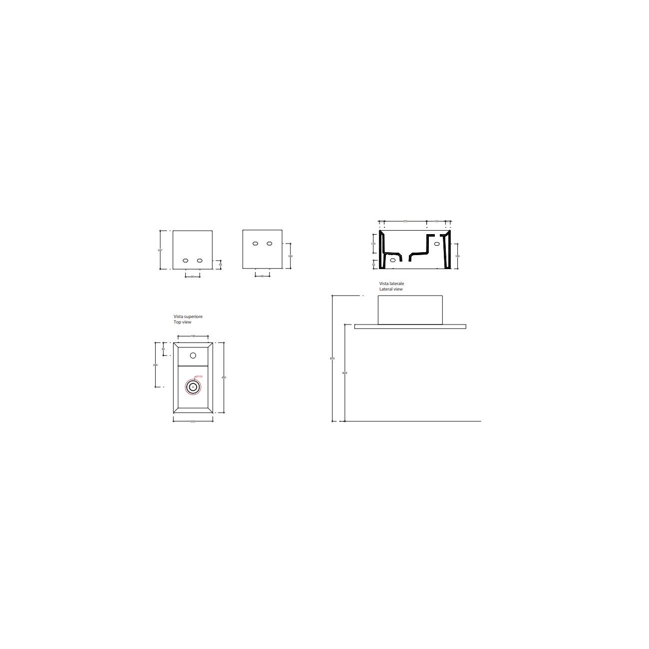 VALDAMA Cut - Lavabo in ceramica da appoggio e sospeso 45x25 h25