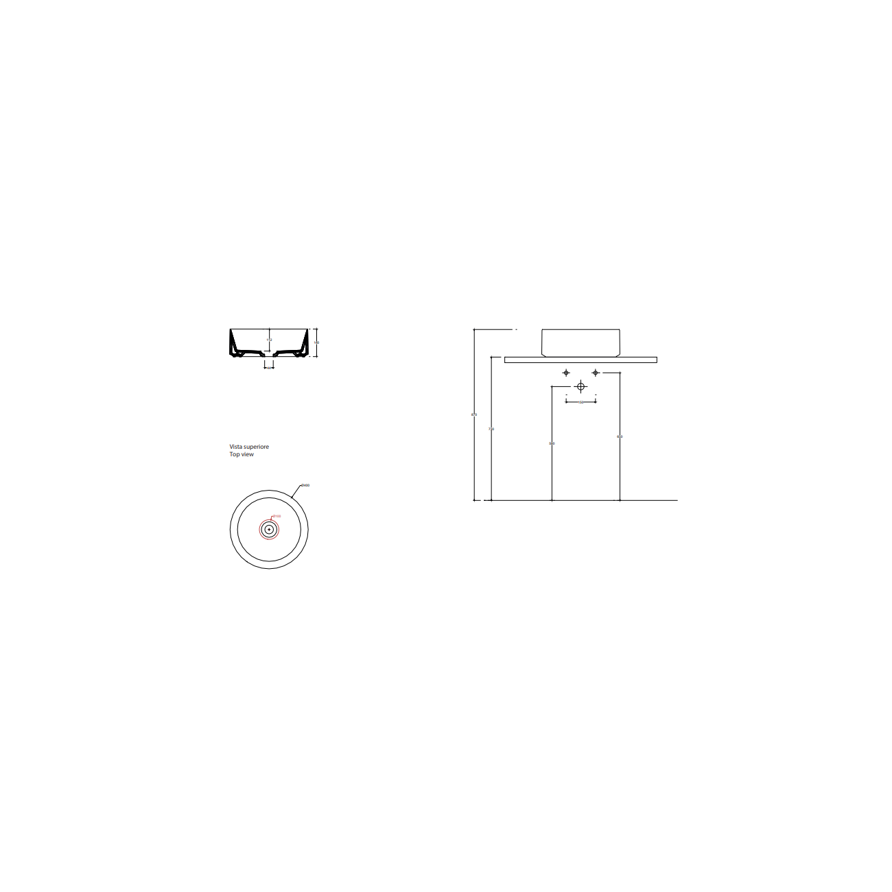 VALDAMA Track -  Ceramic countertop washbasin Ø40 h14 round