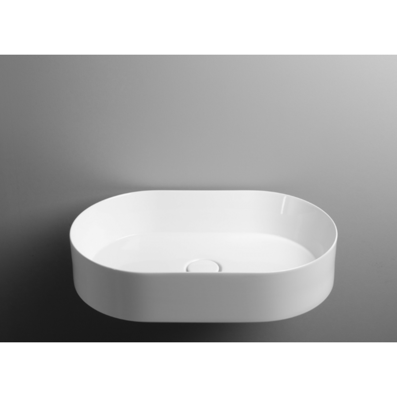VALDAMA Track - Ceramic countertop washbasin 60x38 h14 oval