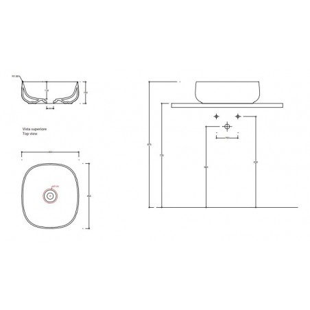 VALDAMA Seed - Lavabo in ceramica da appoggio 45x40 h15