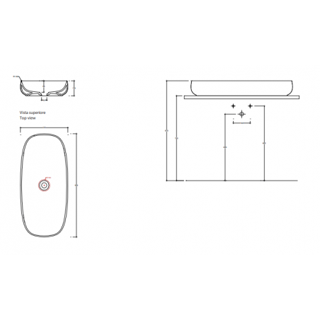 VALDANA Seed - Lavabo in ceramica da appoggio 90 x 42 h13