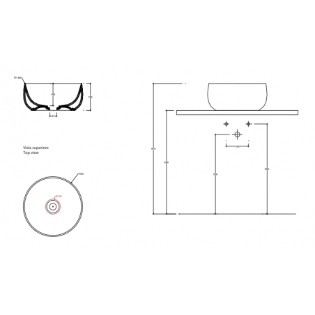 VALDAMA Seed - Lavabo in ceramica da appoggio Ø40 h18