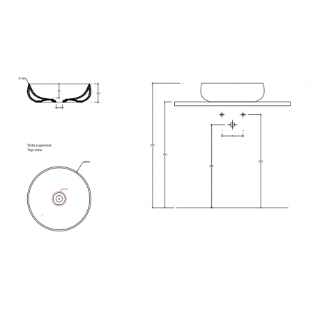 VALDAMA Seed - Lavabo in ceramica da appoggio Ø45 h13