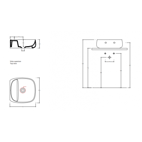 VALDAMA Seed - Lavabo in ceramica da appoggio e sospeso 45x45 h15