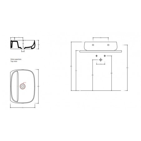 VALDAMA Seed - Lavabo in ceramica da appoggio e sospeso 60x45 h15